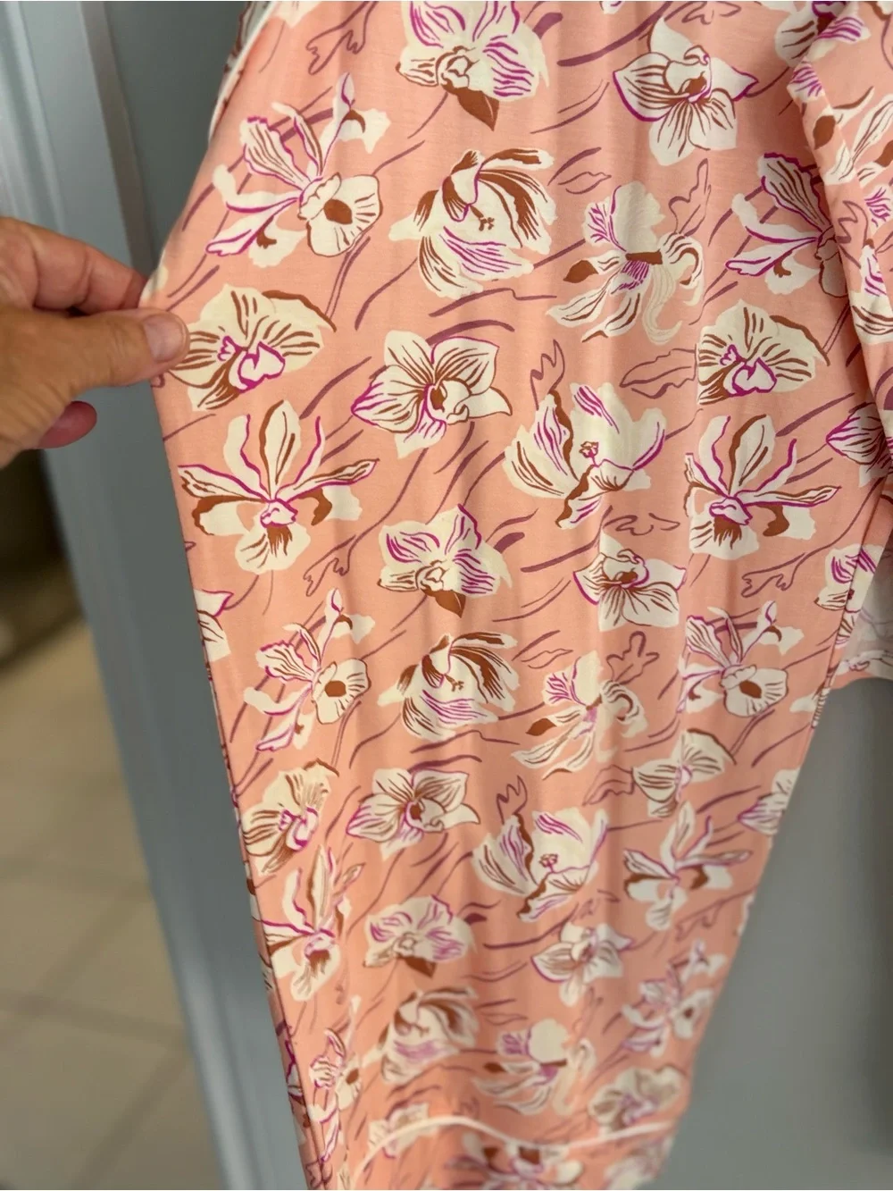 Peach Floral Short-Sleeve Pajama Set